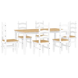 vidaXL Ensemble à manger Panama 7 Pièces blanc bois de pin massif