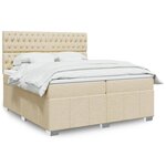 vidaXL Sommier à lattes de lit avec matelas Crème 200x200 cm Tissu