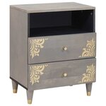 vidaXL Cabinet de chevet Gris 50 x 33 x 62 cm bois de manguier massif