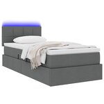 vidaXL Lit de rangement LED avec matelas Gris foncé 90 x 190 cm Tissu