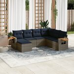 vidaXL Salon de jardin 7 Pièces avec coussins gris résine tressée