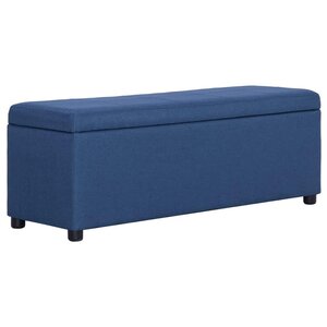 Banquette pouf tabouret meuble banc avec compartiment de rangement 116 cm bleu polyester 3002070