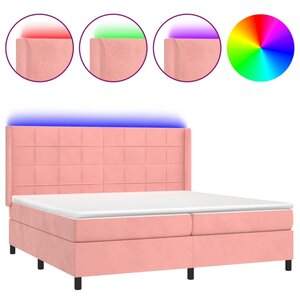 vidaXL Sommier à lattes de lit matelas et LED Rose 200x200 cm Velours