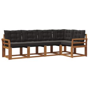vidaXL Ensemble de canapés d'extérieur 5 pc Naturel et Noir