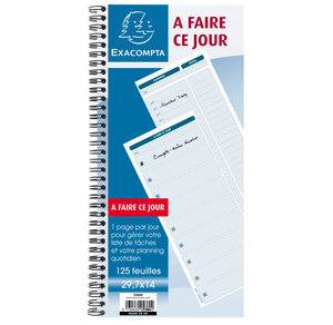 Carnet spiralé 29 7x14cm - A faire ce jour - 125 feuilles x 5 EXACOMPTA