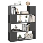 vidaXL Bibliothèque/Séparateur de pièce Gris brillant 100x24x124 cm