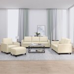vidaXL Ensemble de canapés 4 Pièces avec coussins Crème Similicuir