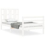vidaXL Cadre de lit avec tête de lit blanc petit simple bois massif