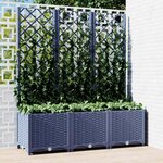 vidaXL Jardinière avec treillis bleu gris 120x40x136 cm PP