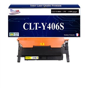 T3AZUR - Toner compatible avec Samsung CLT-Y406S pour Samsung Xpress C410W C460FW C460W - Jaune
