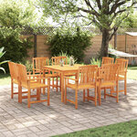 vidaXL Ensemble de salle à manger pour jardin 9 Pièces Marron