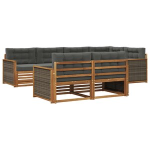 vidaXL Ensemble de canapés d'extérieur 7 Pièces Naturel et Anthracite