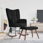 vidaXL Chaise à bascule avec repose-pied Noir Velours