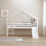Lit River cabane toboggan blanc + matelas