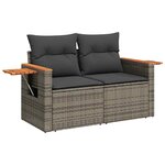 vidaXL Salon de jardin avec coussins 9 Pièces gris résine tressée acacia