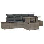 vidaXL Canapé de jardin 5 pièces avec coussins gris en polyrotin