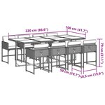 vidaXL Ensemble à manger de jardin et coussins 9 Pièces gris clair rotin