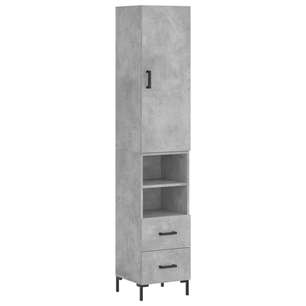 vidaXL Buffet haut Gris béton 34 5x34x180 cm Bois d'ingénierie