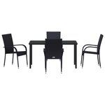 vidaXL Ensemble de salle à manger de jardin de 5 pièces en rattan poly noir