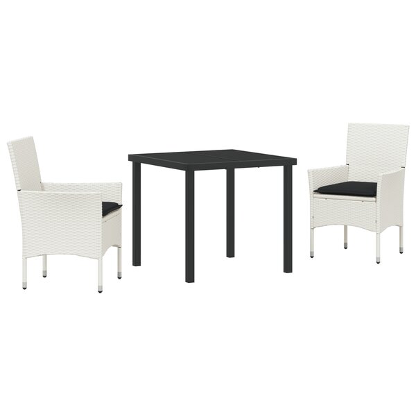 vidaXL Ensemble de salle à manger de jardin 3 pièces avec coussins en polyrotin blanc