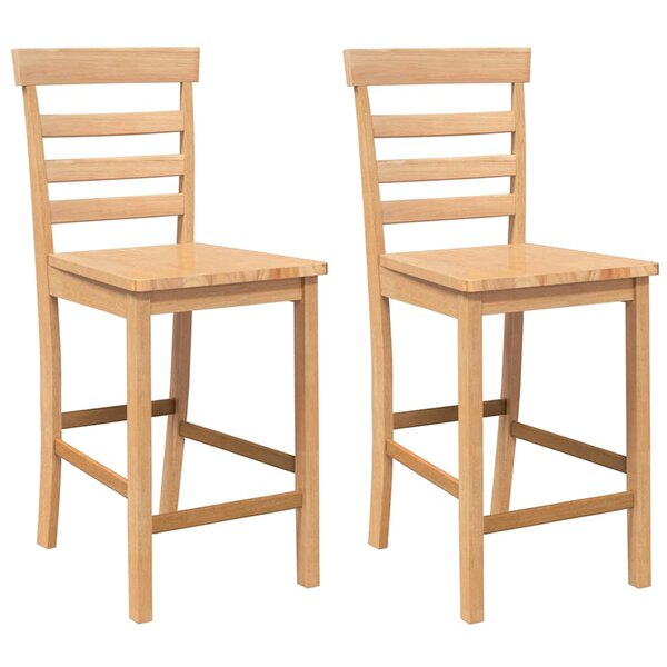 VidaXL Tabourets de bar 2 Pièces naturel bois massif d'hévéa