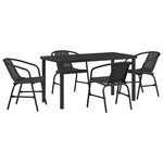 vidaXL Ensemble de salle à manger pour jardin 5 Pièces Noir Poly rotin