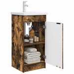 vidaXL Meuble de salle de bain avec évier Chêne fumé 42 x 40 x 84 5 cm