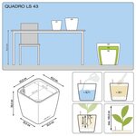 LECHUZA Jardinière Quadro 43 LS ALL-IN-ONE Charbon 16183