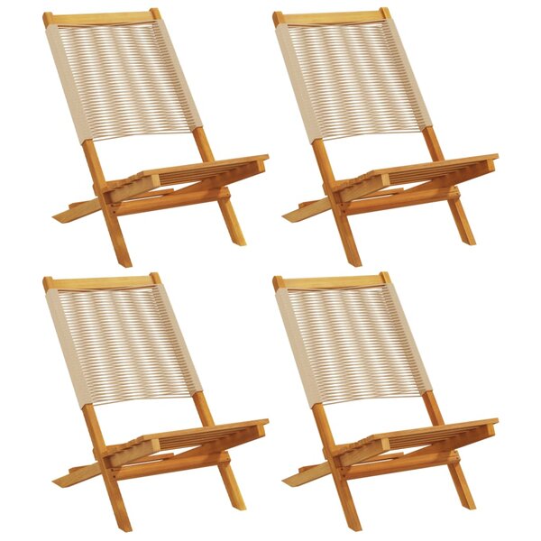 vidaXL Chaises de jardin pliantes lot de 4 beige bois d'acacia massif