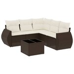vidaXL Salon de jardin avec coussins 6 Pièces marron résine tressée