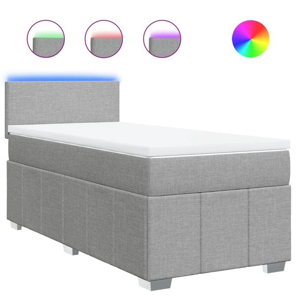 vidaXL Sommier à lattes de lit avec matelas gris clair 80x200 cm tissu