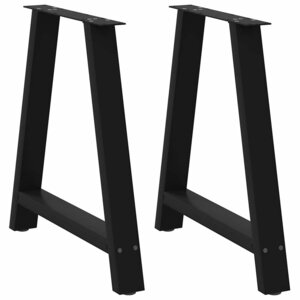 vidaXL Pieds de table à manger en forme de A 2 pièces noir 70 x (72-73) cm acier