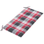 vidaXL Banc de jardin avec coussin à carreaux rouge 112 cm Teck massif