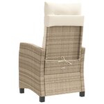 vidaXL Chaises inclinables de jardin lot de 2 et coussins beige rotin