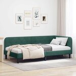 vidaXL Cadre de lit d'angle Vert foncé 90 x 190 cm Velours