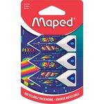 Gomme en plastique Pyramide PIXEL PARTY  blister de 3 MAPED