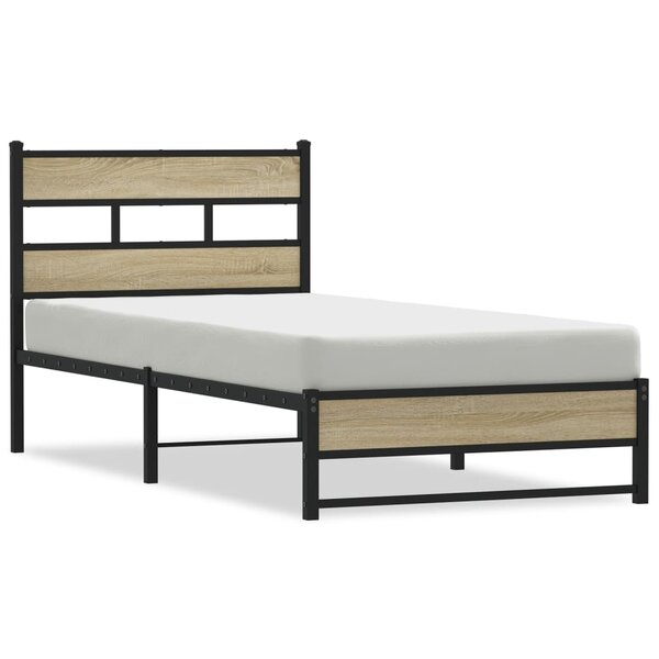vidaXL Cadre de lit en métal sans matelas chêne sonoma 90x200 cm
