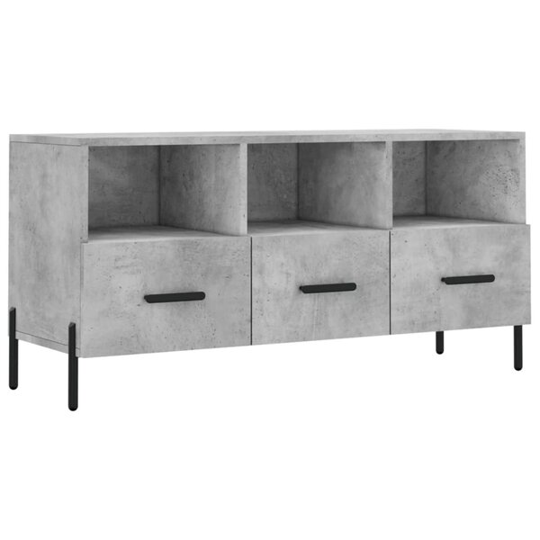 vidaXL Meuble TV gris béton 102x36x50 cm bois d'ingénierie