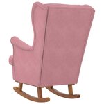 vidaXL Fauteuil à bascule à oreilles en velours rose bois massif
