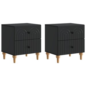 vidaXL Cabinet de chevet avec tiroir 2 Pièces Noir 43 x 34 5 x 48 cm