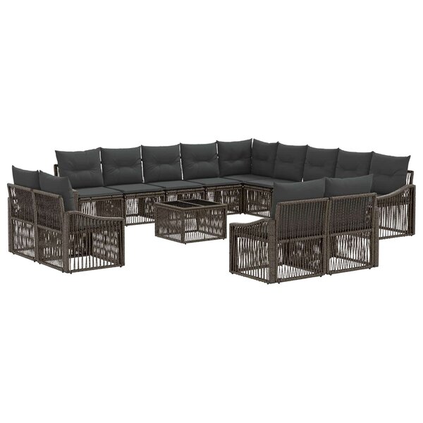 vidaXL Ensemble de canapé de jardin 14 pc Gris polyrotin