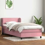 vidaXL Sommier à lattes de lit avec matelas rose 100x220 cm velours