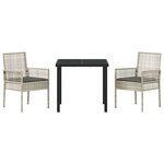 vidaXL Ensemble de salle à manger pour jardin 3 Pièces Gris clair