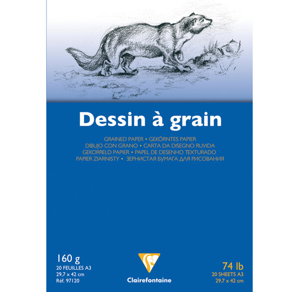 Bloc 20 feuilles dessin grain fin A3 160g Blanc CLAIREFONTAINE
