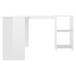 vidaXL Bureau d'angle en forme de L Blanc brillant Bois d'ingénierie