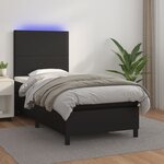 vidaXL Sommier à lattes de lit avec matelas et LED Noir 100x200 cm