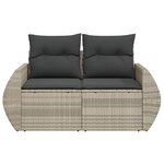 vidaXL Canapé de jardin 2 places et coussins gris clair résine tressée
