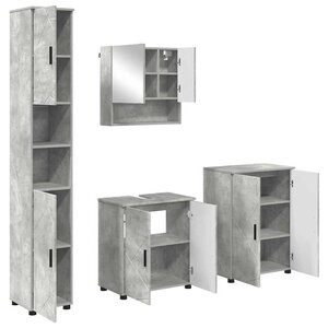 vidaXL Ensemble de mobilier de salle de bain 4 Pièces Gris béton