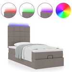 vidaXL Lit ottoman avec matelas et LED taupe 90x200 cm tissu