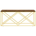 vidaXL Table basse acier inoxydable et bois massif de récupération